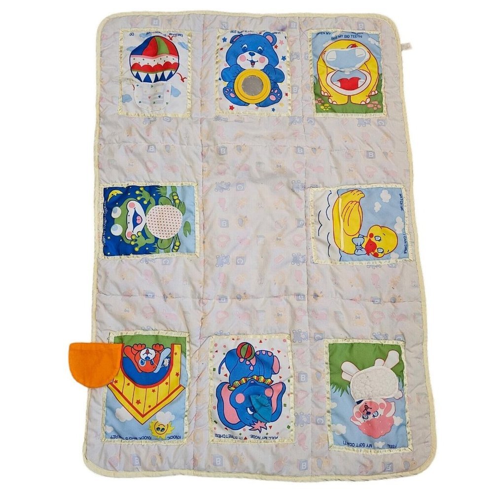 Vintage‎ 80 90s Baby Activity Play Mat Tummy Time Interactive Animals Sensory
